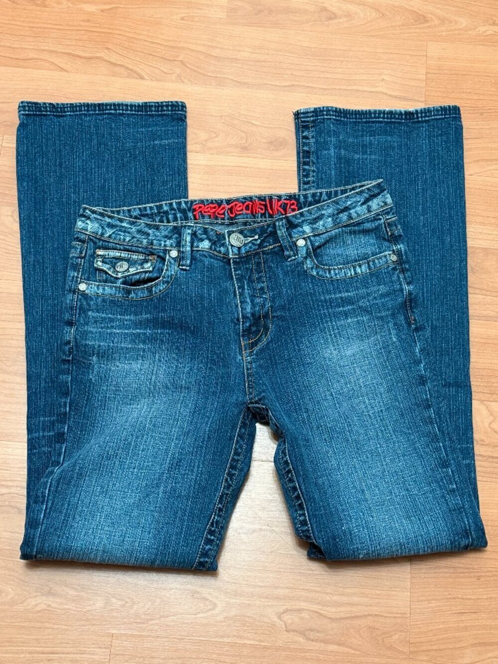 Pepe Jeans UK73 Bootcut Jeans Medium Wash Y2K Flap Pocket - 29